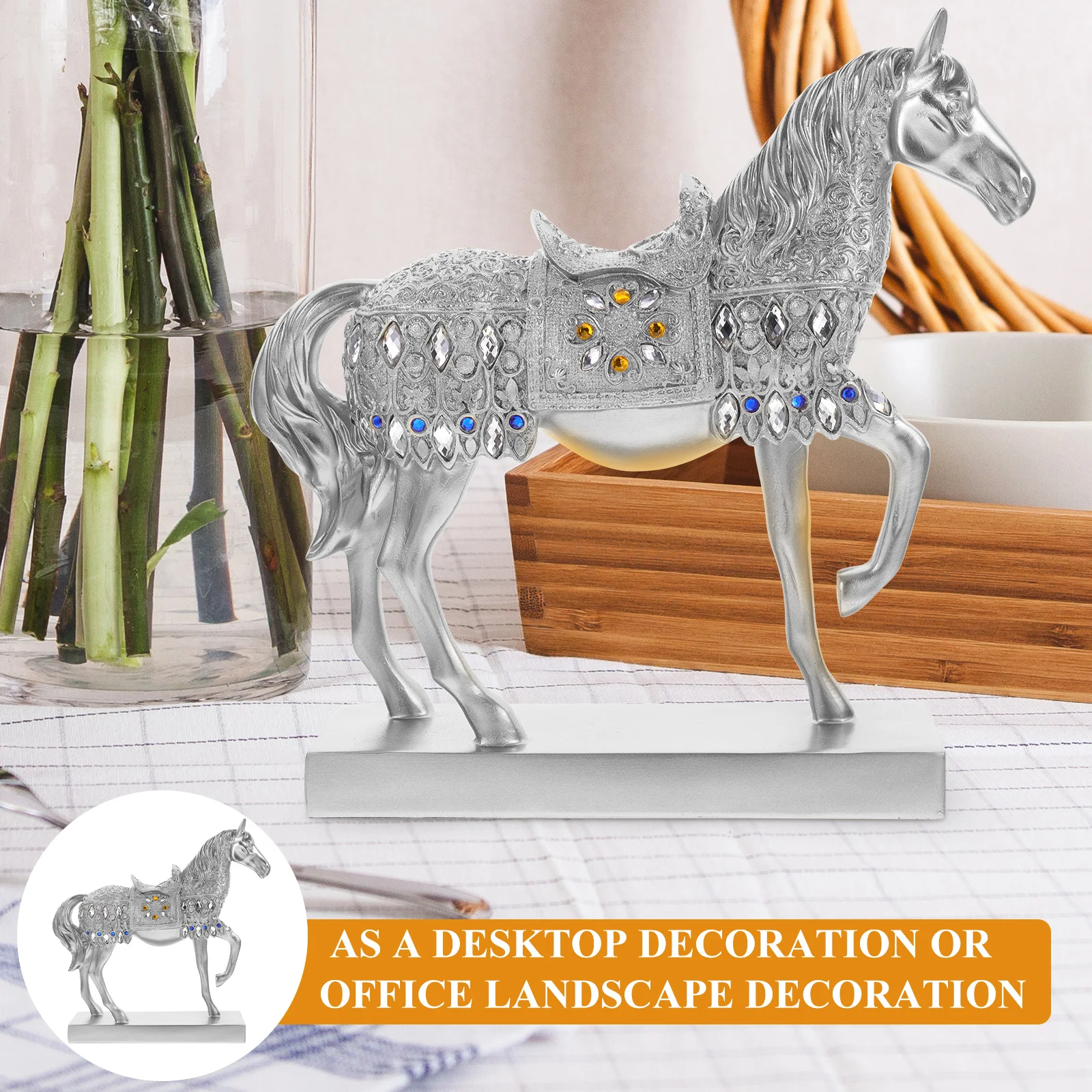 

Resin Standing Horse Ornament Beautiful Design Stable Base Bedroom Living Room Shelf Accessories Modern Farmhouse Decor