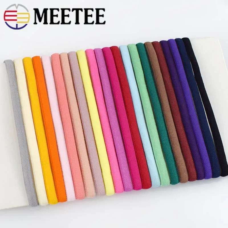 Meetee 20/45Meters 5mm Round Rope Elastic Band Ribbon Bra Underwear Stretch Strap Belt Hair Shoes DIY Garment Sewing Accessories