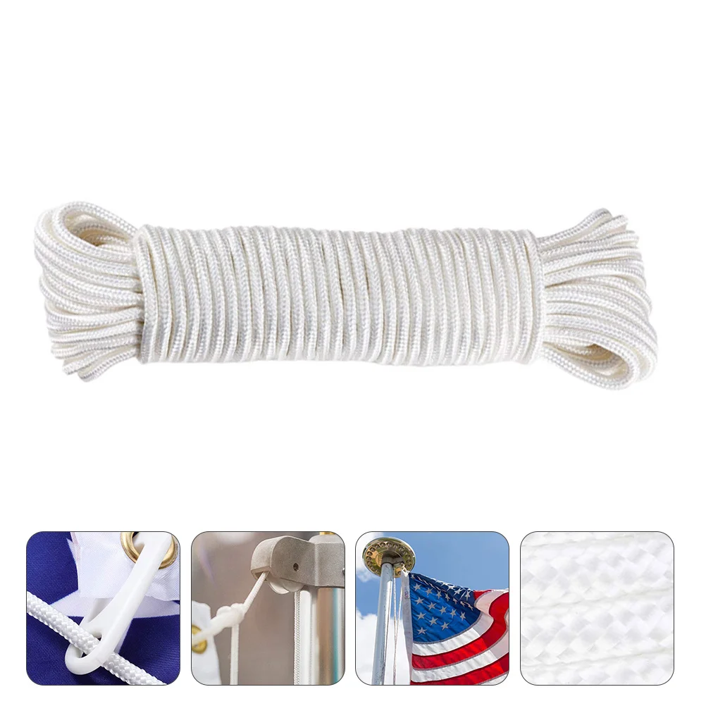 Flagpole Rope Nylon 6mm Braided Lifting Rope for Flag Replacement Camping Clothesline Weather Resistant Heavy Duty