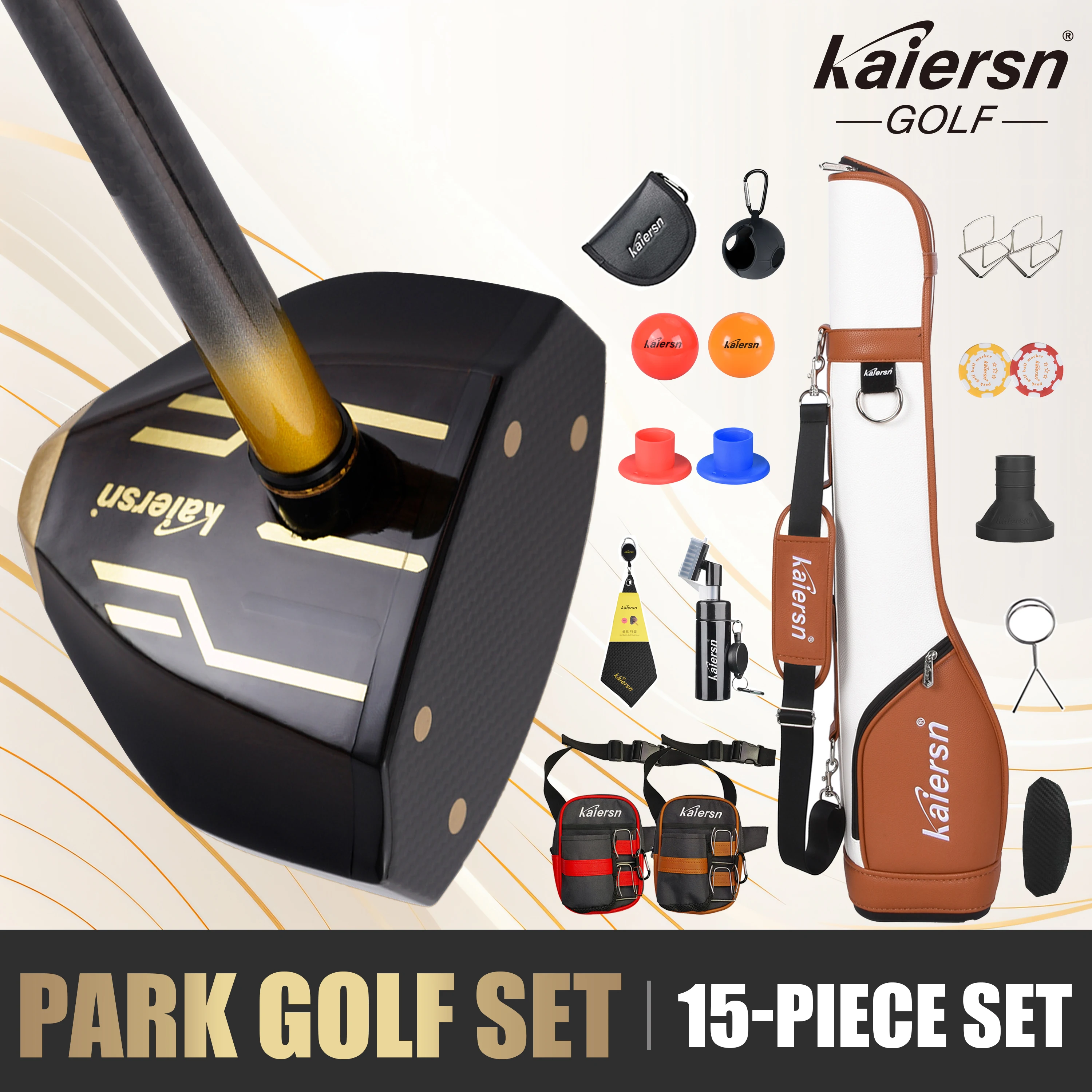 

Kaiersn Park Golf Set for Beginners 15-Piece Complete Kit with Bag, Clubs, Balls, Accessories –Ideal Starter Set for Men & Women