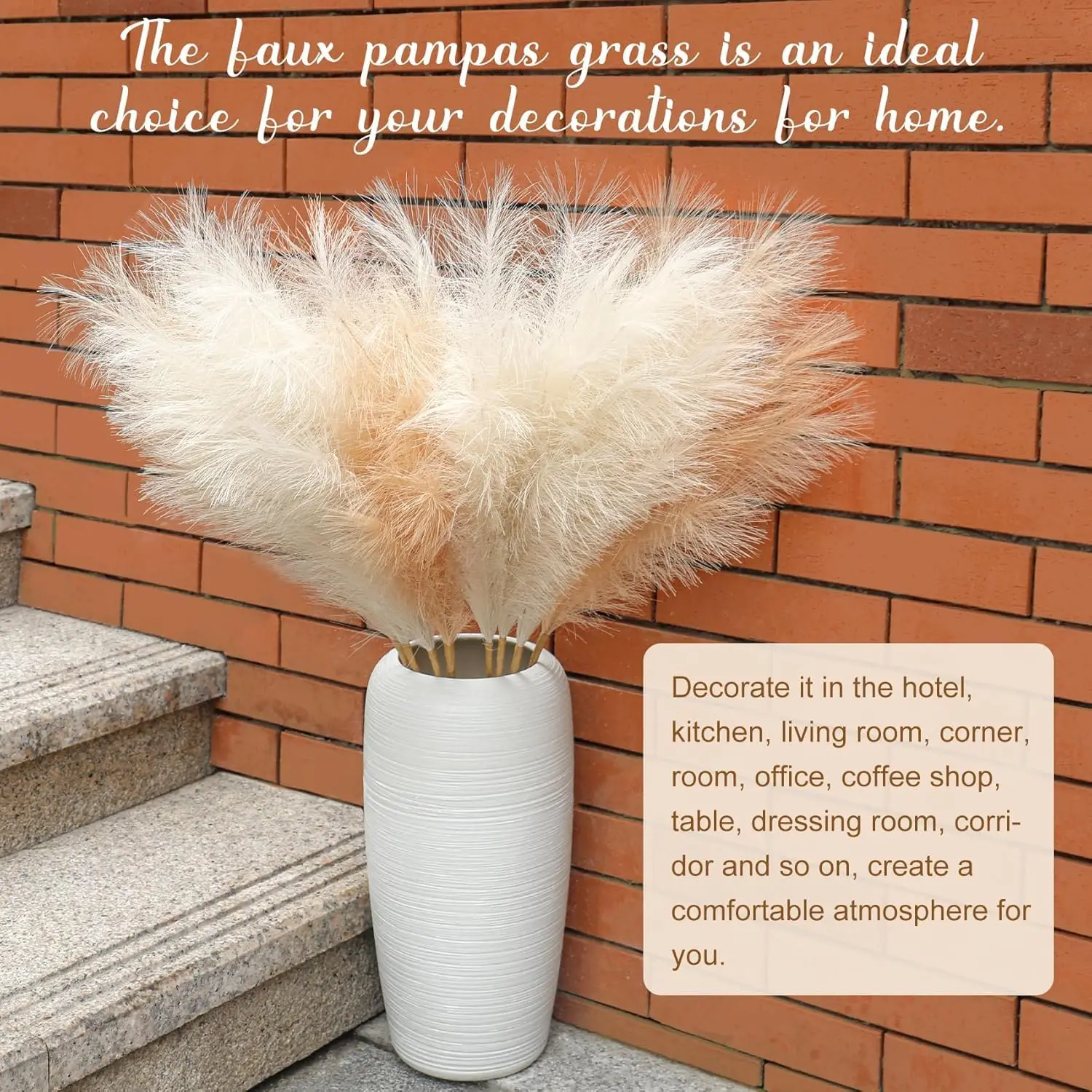 39 Inch Large Pampas Grass Artificial Flowers Fake Reed Branch for Vase Filler Wedding Centerpieces Boho Home Room Decorations view 5