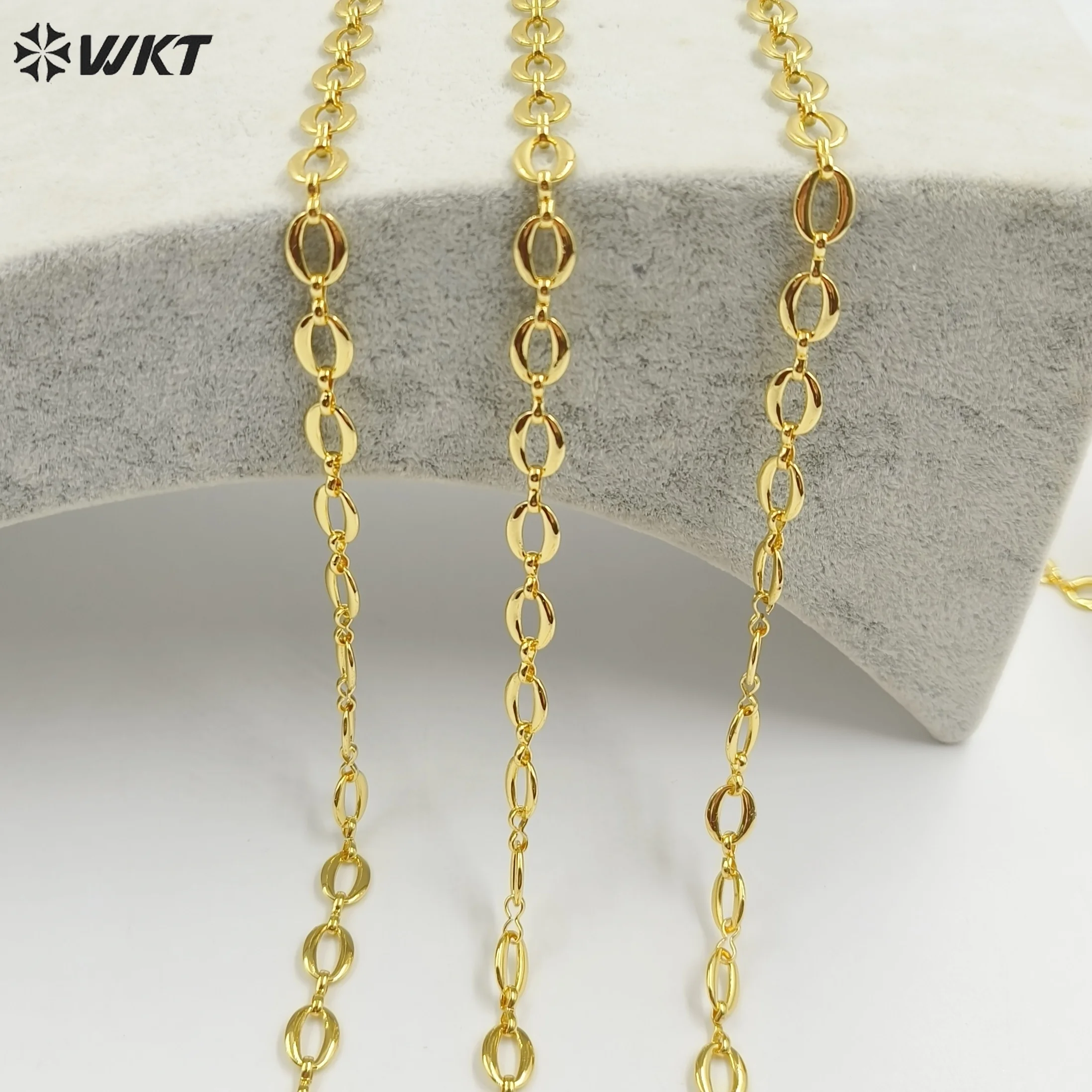 WT-BC224 Amazing New Hand  Made Brass With 18k Real Gold Plated Resist Tarnishable Bean Shape Chain In 10 Meters