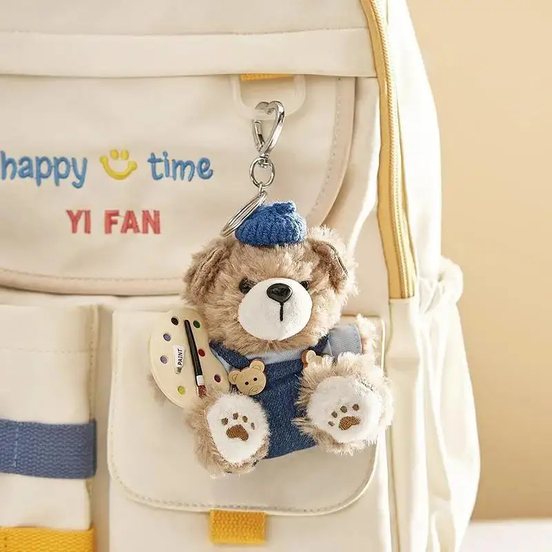 Der grüne Party-Maler-Bär-Plüsch-Schlüsselanhänger, niedlicher Rucksack, hängende Dekoration, Mädchen, Halloween, Weihnachten, Accessoires, Geschenke