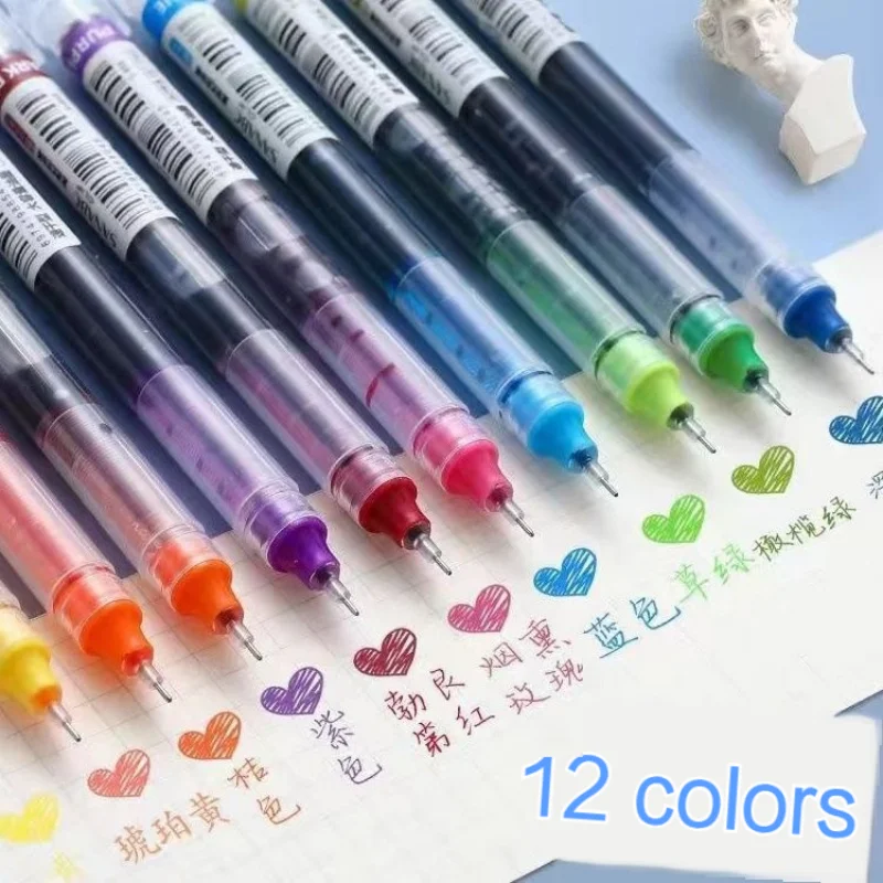 

10-12 шт. набор цветных гелевых ручек 0,5 мм, быстросохнущая для студентов, маркировка для заметок, рисование, бухгалтерская ручка, шариковая ручка высокого качества