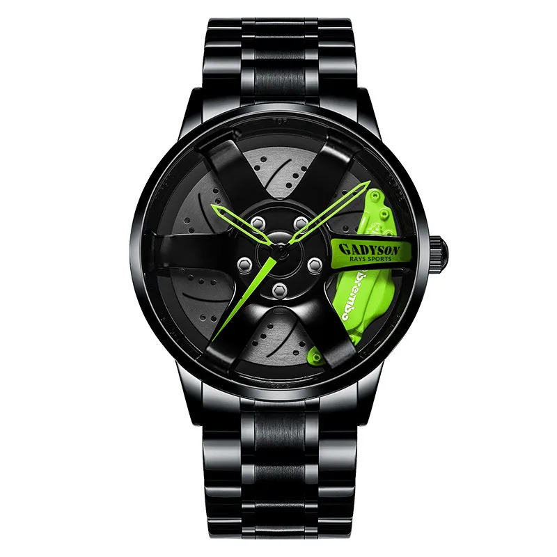 Reloj de cuarzo resistente al agua para hombre, cronógrafo con tira de acero negro, estilo Rueda, tendencia de moda, novedad de 2024