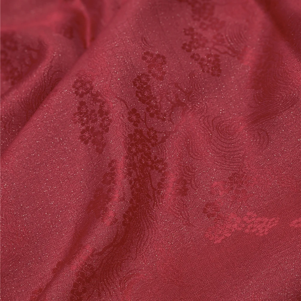 

Красная шелковая ткань с вышивкой золотой нитью для платья Ханьфу, материал из Вест-Ханчжоу, подходит для всех сезонов