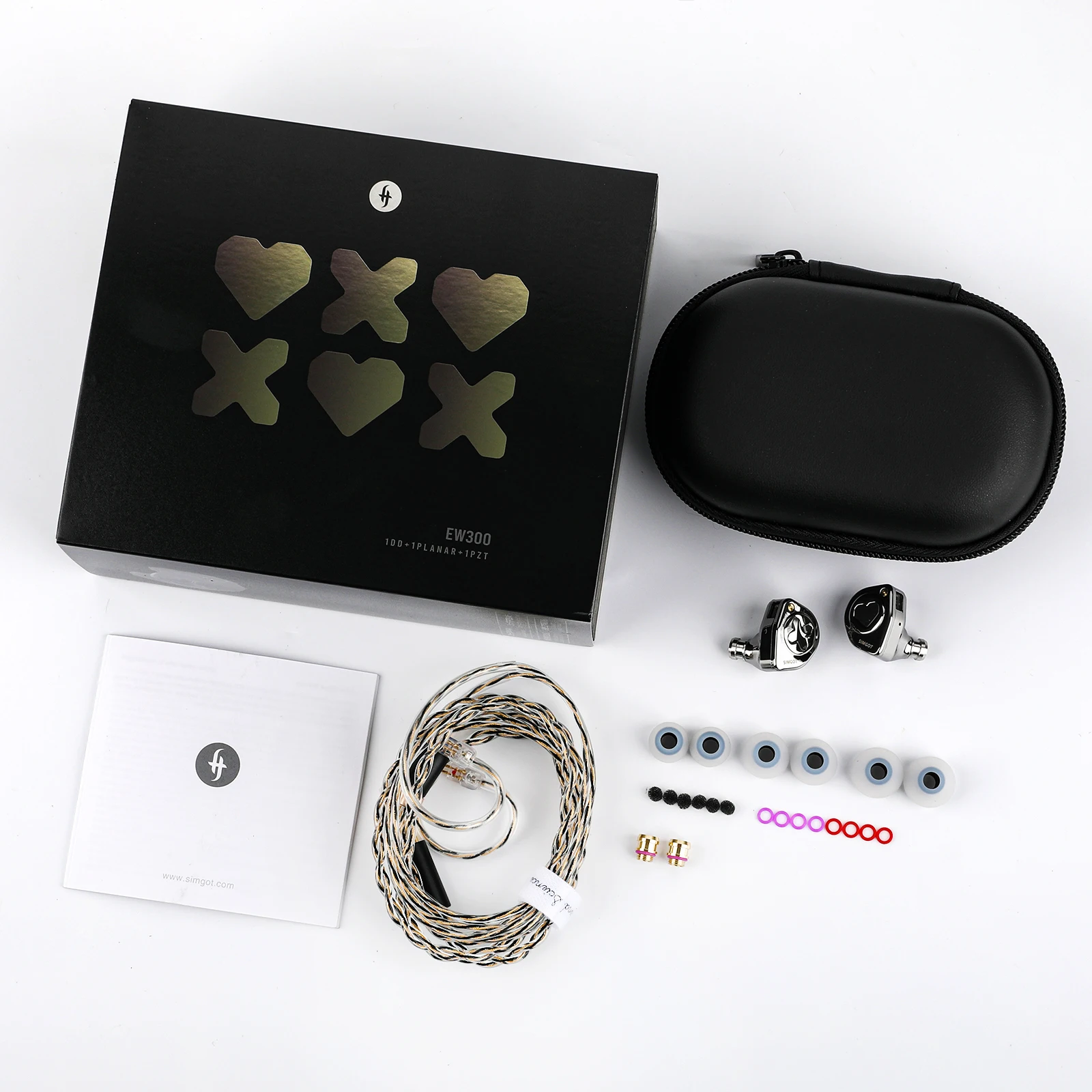 Auriculares SIMGOT EW300 1DD + 1 Planar + 1PZT con controlador híbrido IEM HIFI con boquillas desmontables Cable OFC IEM plateado para músico