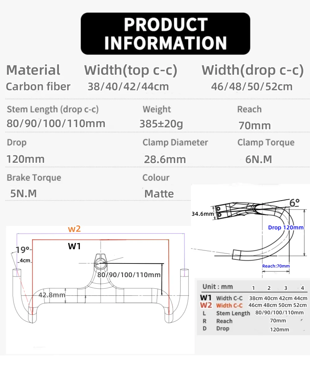 ARIETE Carbon Handlebar Intergrated Road Bike Integrated Handlebar Bicycle Cycling Handle Bar 380-440mm 460-520mm 80-110mm