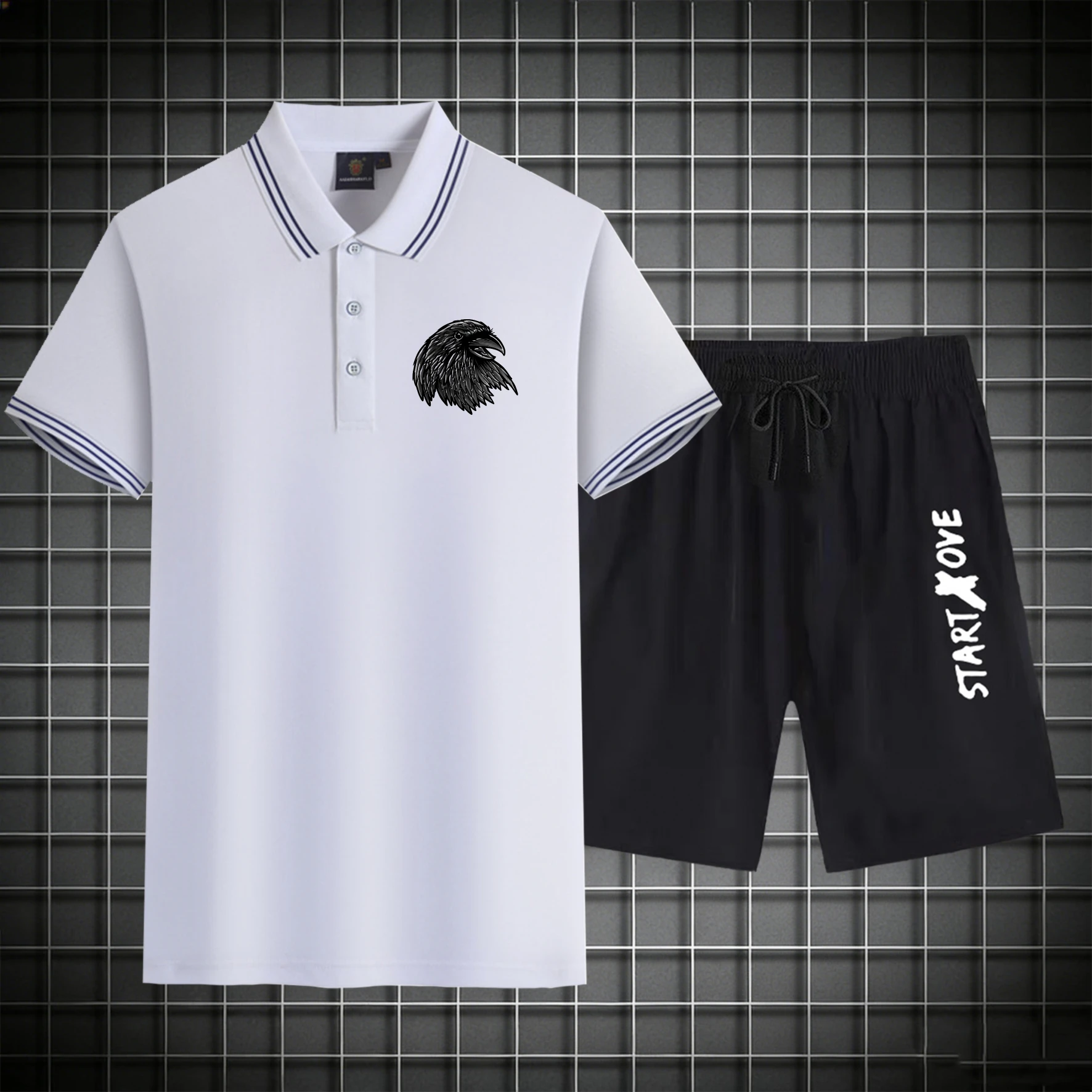 

men's Polos sets 2026 Summer Short sleeve Men's sweatshirt set Polyester Printed Graphic sweat suit men's suits men's chandals