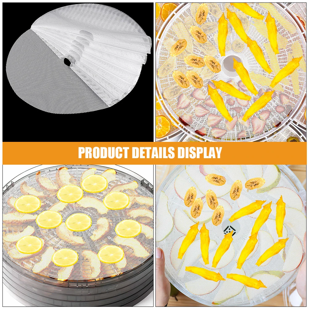

10 Pcs Fruit Silicone Drying Pad Food Dryer Dehydrator Mat Mesh Mats Butcher Shop Dehydrating Film Round White Salad