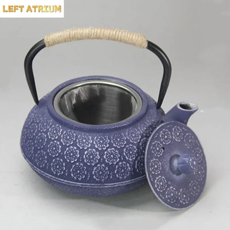 1000ml Cast Iron Teapot Cherry Blossom Kettle Heatable Boiling Teapot Handle Filter Pot Tea Brewing Utensils Water Bottle
