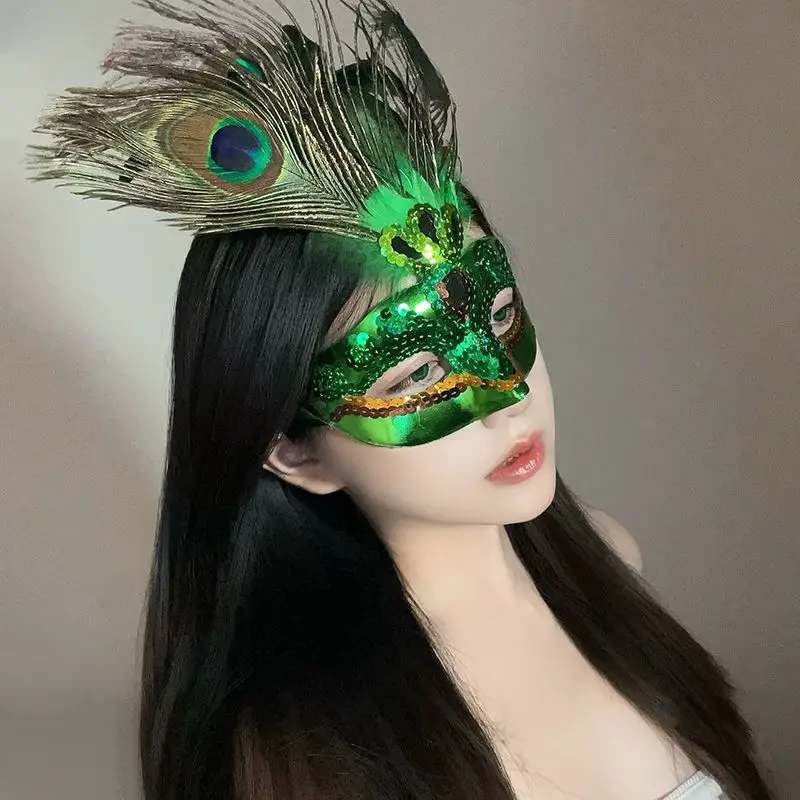 

Маскарадная маска с синим павлиньим пером, полумаска для женщин, взрослых и детей, фестиваль и новогодняя вечеринка, нарядный реквизит, использование