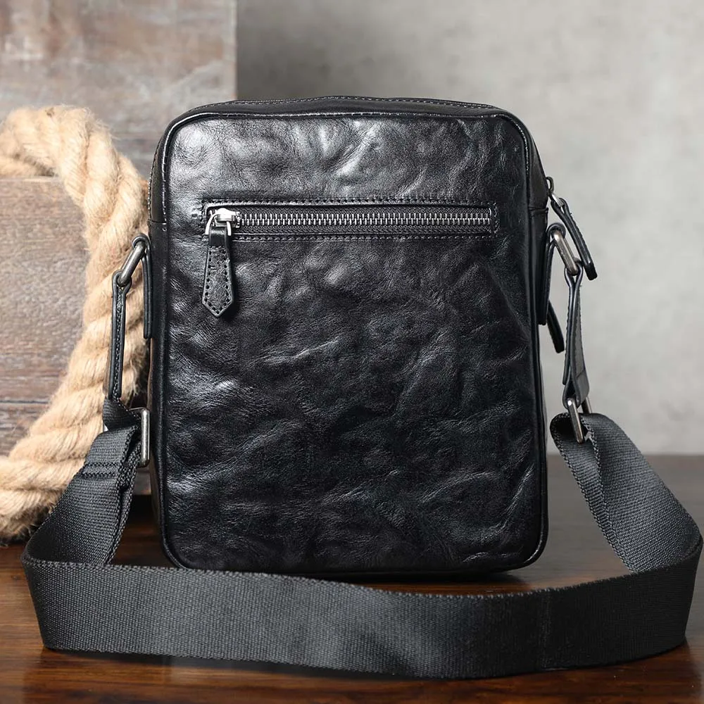 S.WORKER Vintage Vollnarbenleder Herren-Umhängetasche Echtleder Crossbody-Tasche Handgefertigte Leder-Messenger-Tasche für Männer – Detail 9