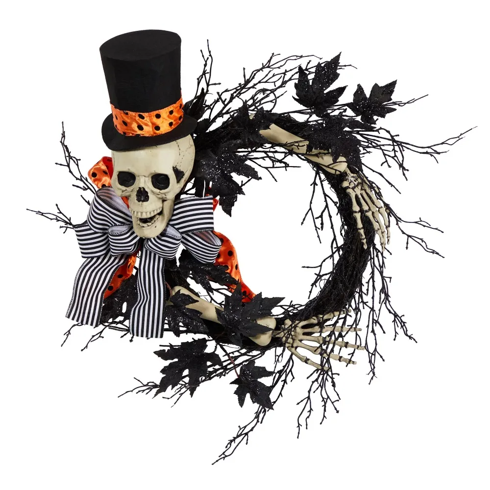 

26-Inch Halloween Dapper Skeleton Wreath Birthday Decoration Free Shipping Christmas Decoration Liquidations Party Accessories