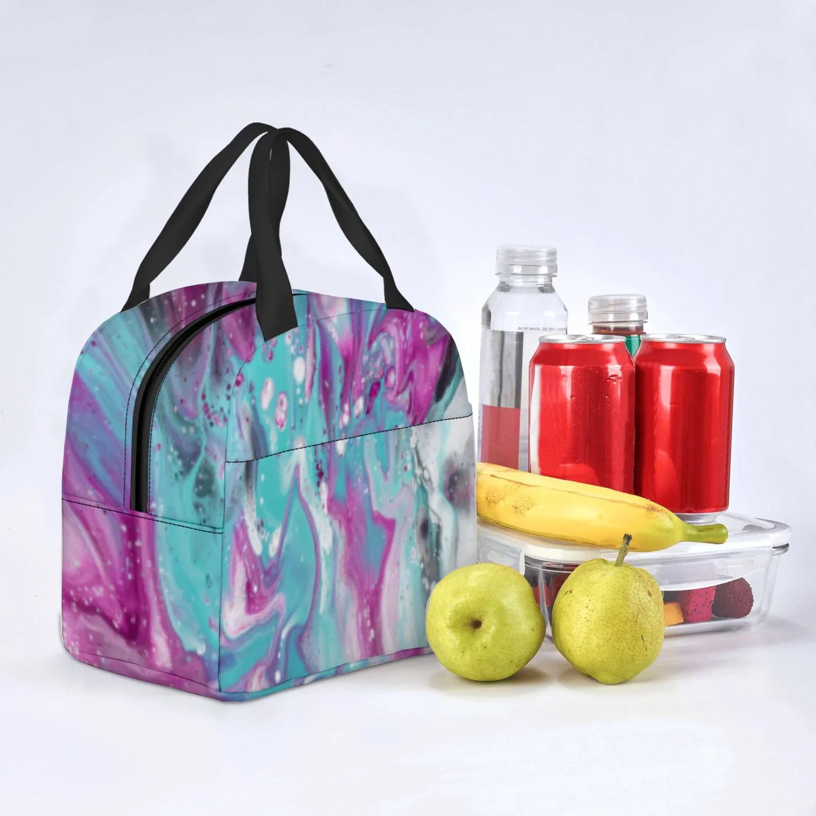 ink painting marble  Portable Aluminum Foil Thickened Insulated Office Lunch Bag Waterproof Lunchs Bags Tote Bags