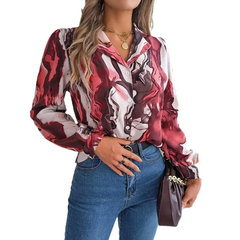 

Long Sve Suit Collar Pullover irt Top Women's Slim Fit Casual Sle Polyester Cotton Blend Warmth Knot Design