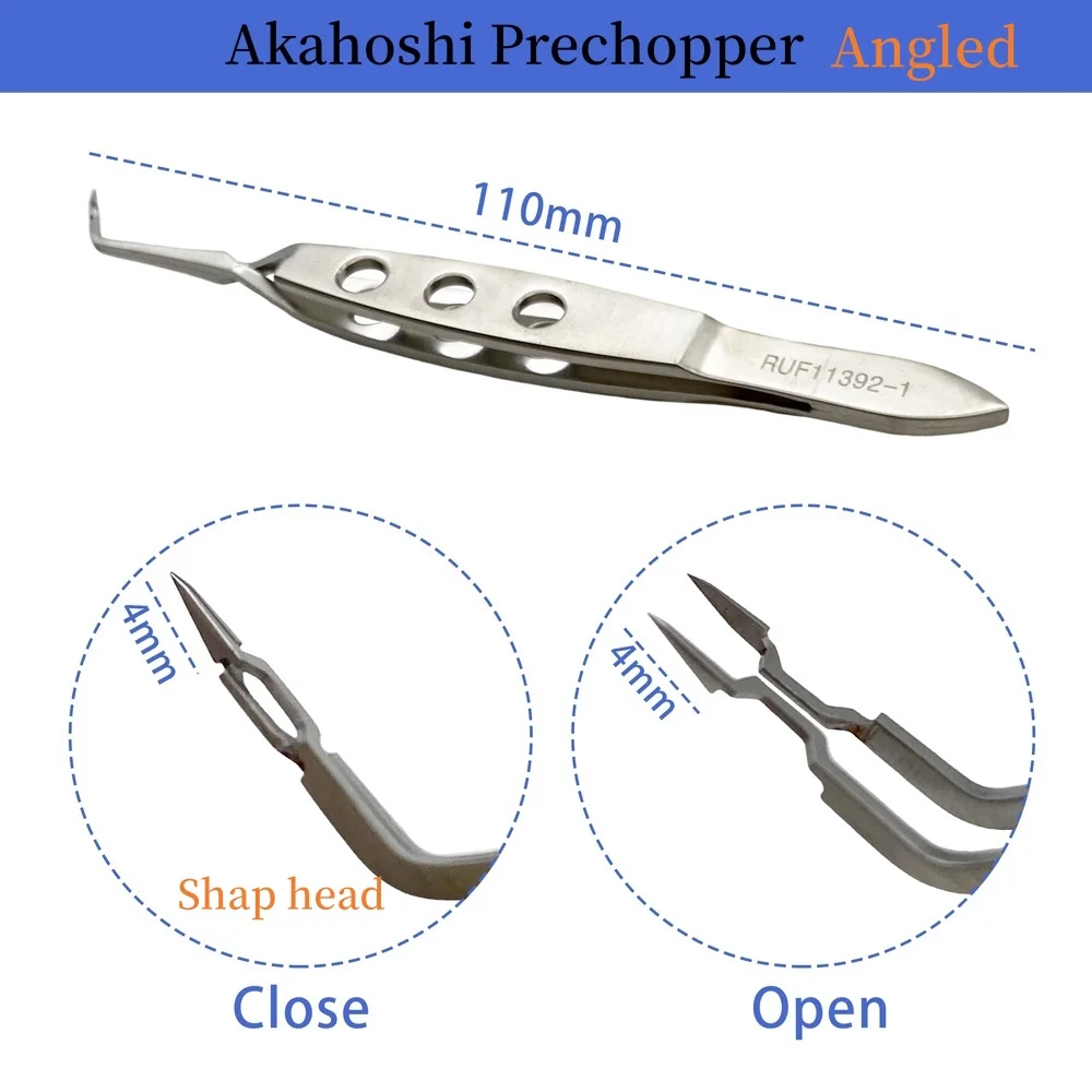 Titanium/Stainless steel Eyelid Akahoshi Prechopper Akahoshi Phaco Prechopper flat handle Ophthalmic Eye Instrument - Image 5