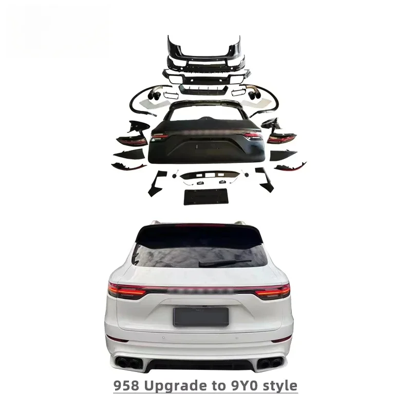 Car tail light 2011 2012 2014 92A 958 rear bumper upgrade to 2024 9Y0 body kit and taillights for Porsche Cayenne 958.1