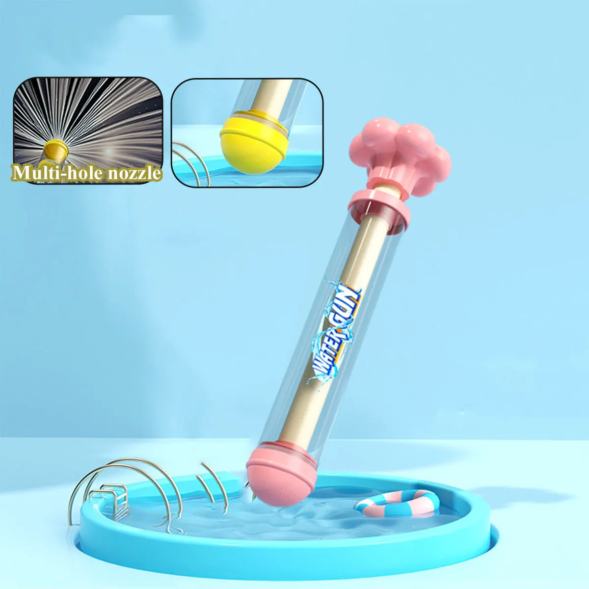 1/2 pçs fogos de artifício spray brinquedo pull-back pistola de água ao ar livre jogos de respingo para piscina gramado atividades criança verão interativo praia presente
