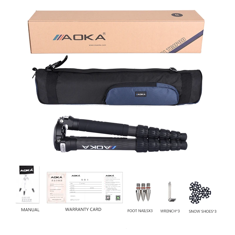 AOKA-Trépied Professionnel TKPRO425C en Fibre de Carbone pour Caméra Vidéo, Charge Lourde