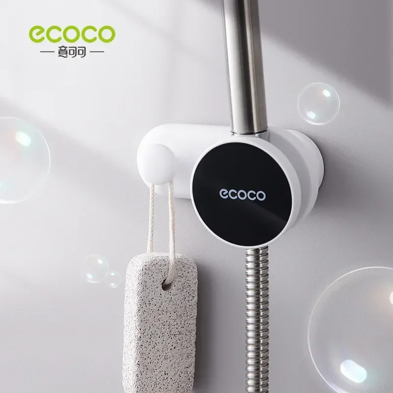 Ecoco Adjustable Shower Head Holder with Sticker Universal Wall Mounted Bracket No Drill Stand Bathroom Organizer Accessory