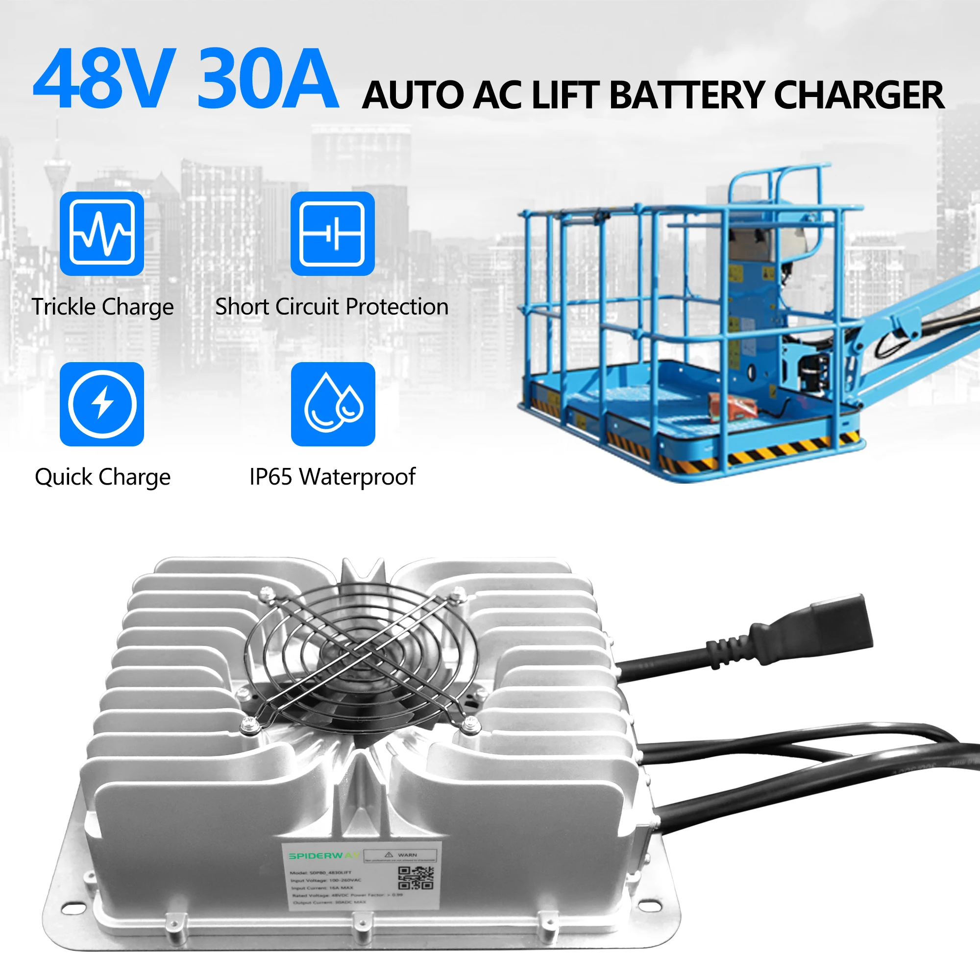 48 Volt 30Amp Battery Charger 128375GT 129685 1204825 for JLG Genie Skyjack Scissor Lift Z-34/22N GS-4069