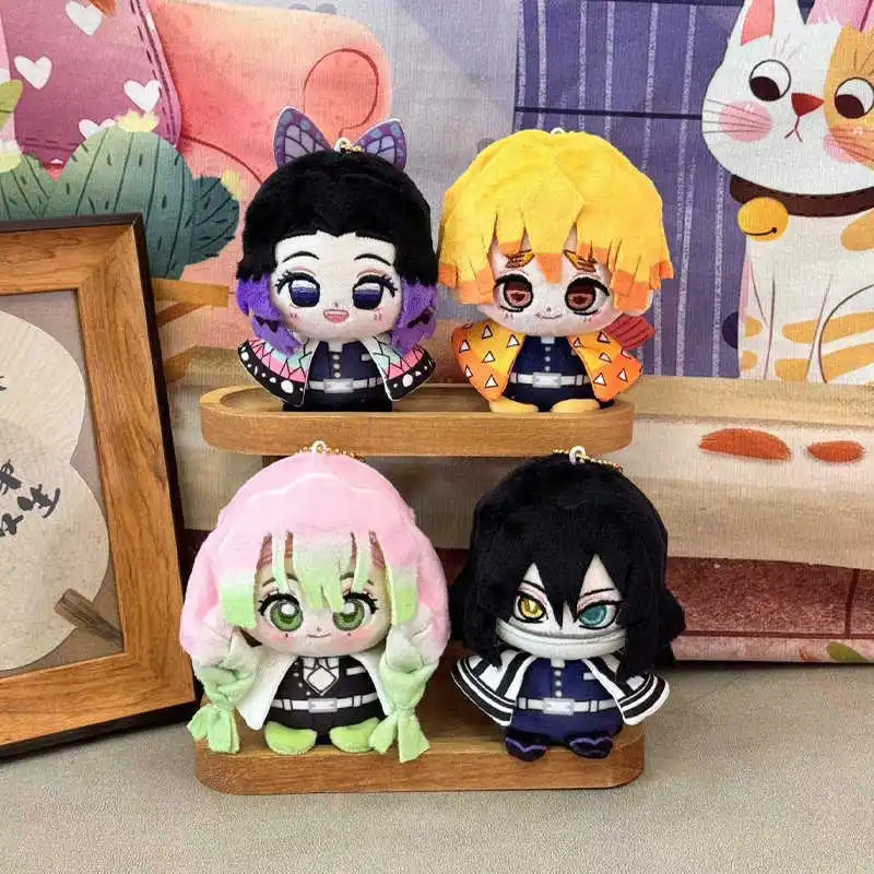 Anime 10cm Kanroji Mitsuri Kochou Shinobu Iguro Obanai Adorable Cartoon Sitting Doll Cosplay Dango Toys Dolls Pendant Gift