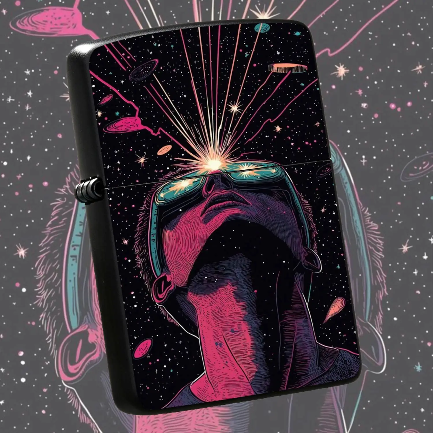 Cyber Cosmic Themed Portable Lighter, Trendy Art Illustration Starry Sky Cosmic Vibe Daily Carry Item, Unique Sci-Fi Creative Accessory, Suitable For All Scenarios, Ideal For Gifting And Personal With Distinct Aesthetic A Humorous And Inter