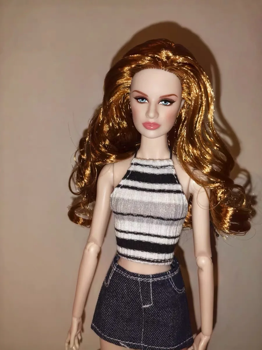 

32cm Blonde Curly Hair Styling Supermodel Nude Doll 12 Joints Movable 1/6 Figure Green Pupils White Skin Dress Up Toy Gift