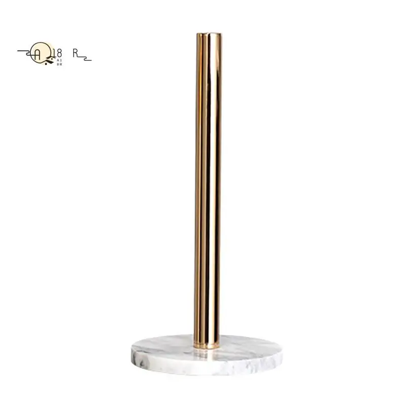

A18R -Gold Paper Stand With Marble Base Vertical Paper Towel Rack Modern Paper Towel Holder Roll Toilet Countertop Kitchen