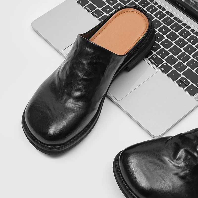 Summer Men Half Slippers All-match Male Driving Shoes Male Belt Buckle Casual Mules Shoes Moccasins Breathable Penny Loafers