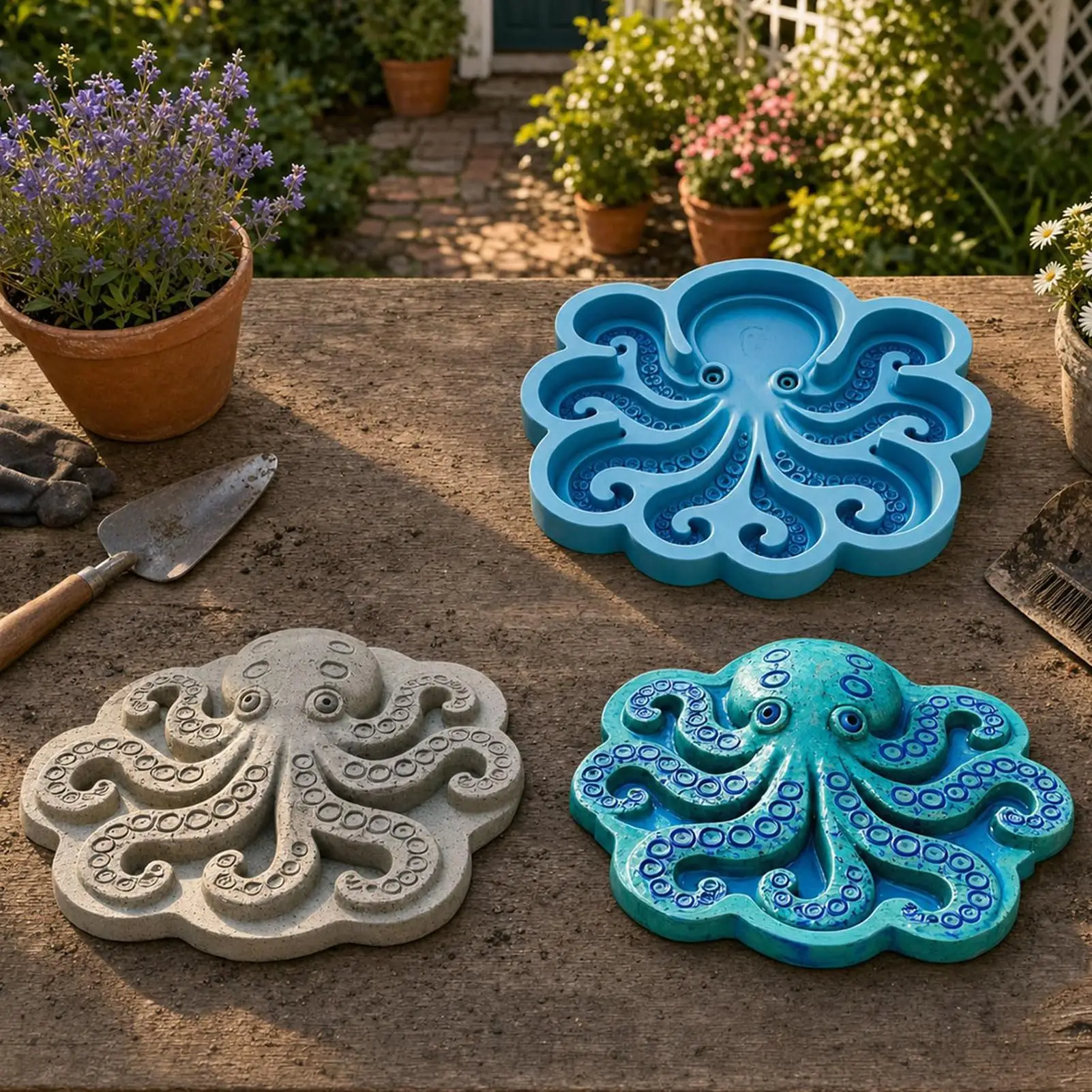 Concrete Molds Sea Animal Reusable Silicone Mould Keepsake Concrete Stepping Stone Molds For Adults Family Garden Outdoor Patio
