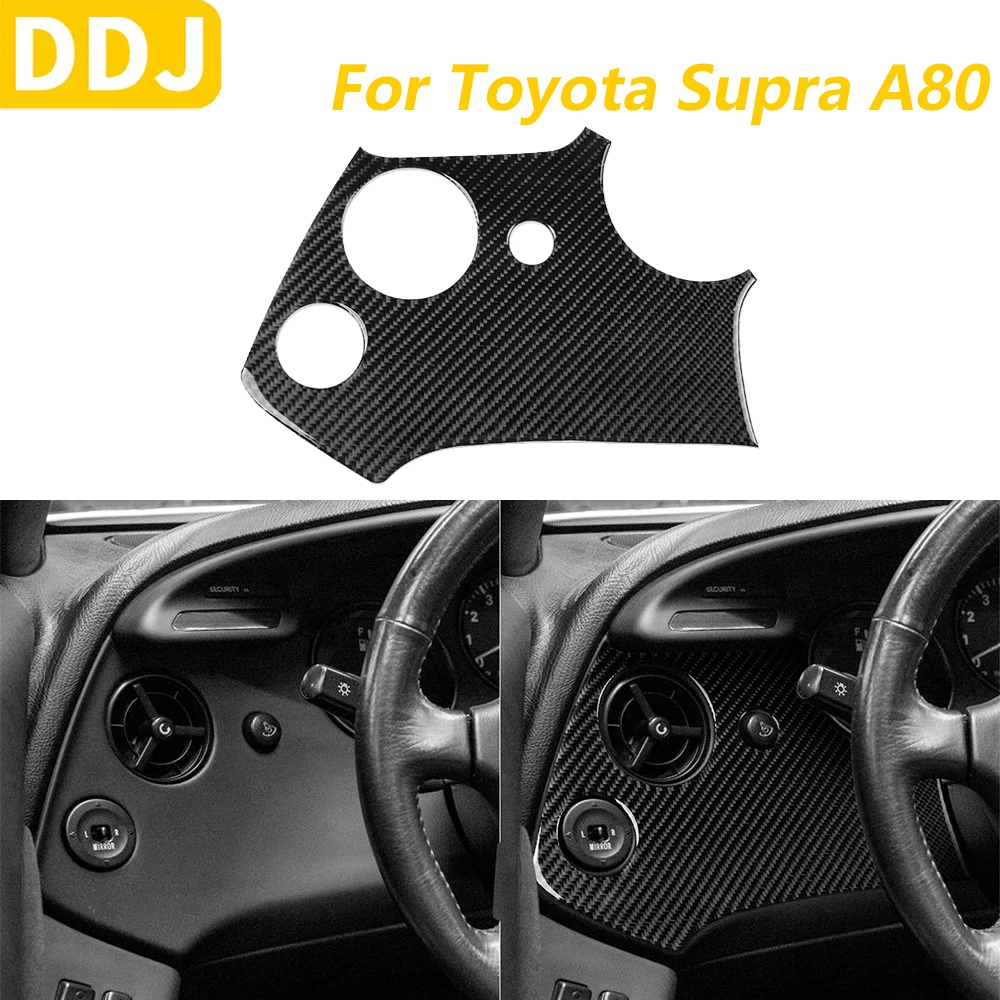 

Для Toyota Supra MK4 A80 Turbo 1993-1999 углеродное волокно, приборная панель водителя, крышка воздуховыпускного отверстия, автомобильные аксессуары, внутренняя наклейка