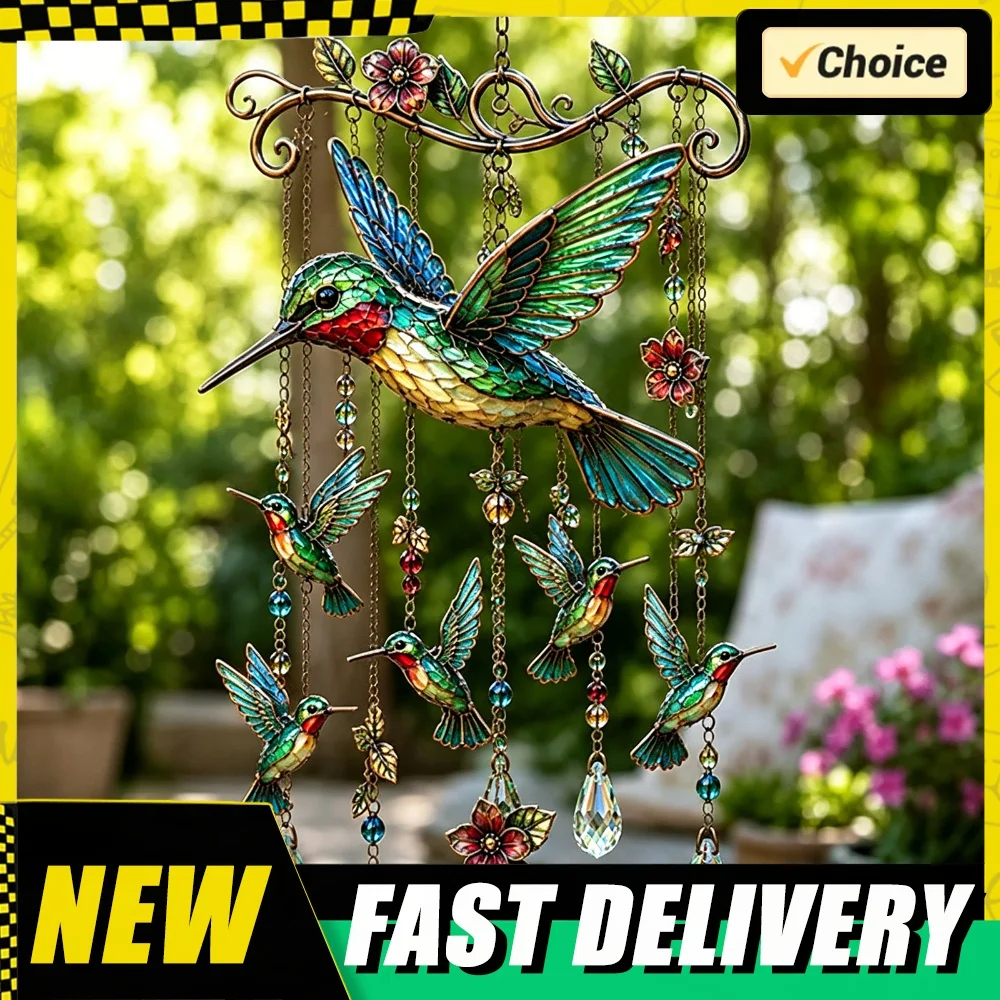 Graceful Bird Wind Chime with Crystal Pendants for Colorful Bird Hanging Ornaments for Women Mothers Day Birthday Memorial Gifts