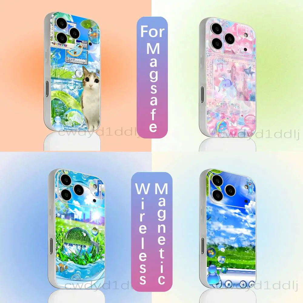 

F-Frutiger Aero Aesthetic Y2K Phone Case For iPhone 15,16,17,13,14,11,12,Pro,Max,Plus,E,Air,Mini with Magnetic Transparent