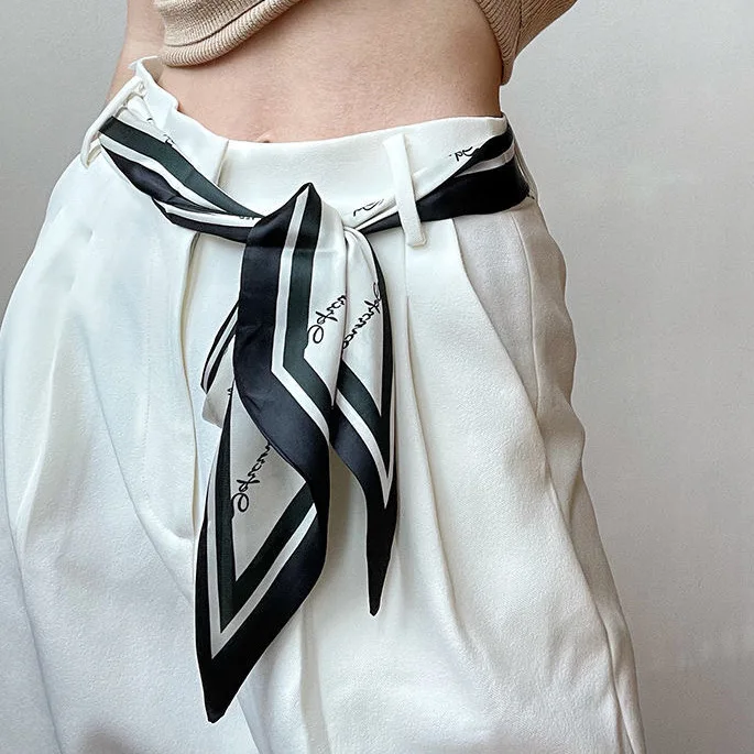 Delicate and elegant imitation silk long small silk scarf belt fashion with all senior sense with shirt ribbon French belt