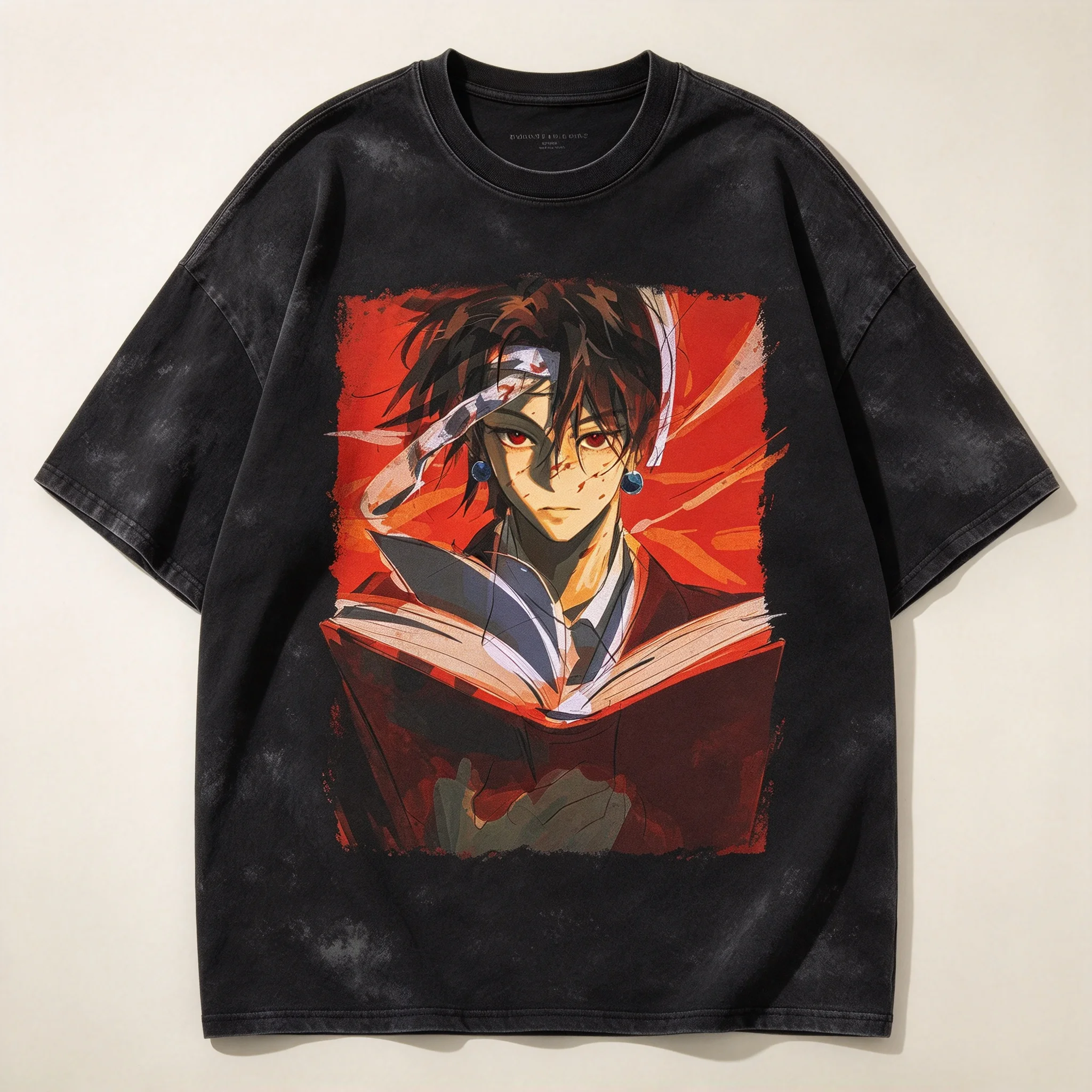 Vintage Washed Black Cotton HUNTER×HUNTER Graphic T Shirt Men Women Casual Loose Short Sleeve Anime Print Streetwear Tees Tops