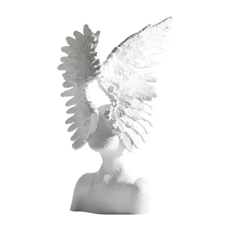 22-Inch Archangel Wings Figure Sculpture Decoration Office Living Room Desktop Home Resin Decoration