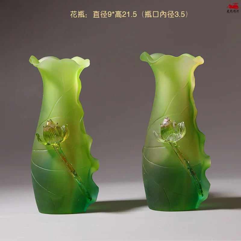 Coloured glaze Green Lotus Buddha Set vase offer water purification cup incense burner Buddhist temple worship lotus ornament