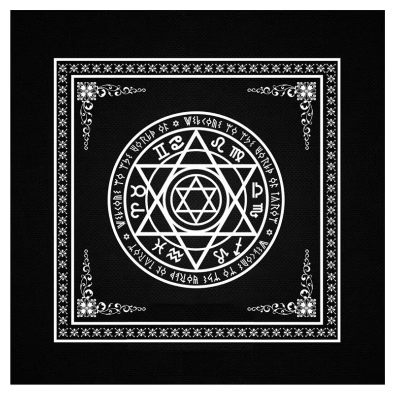 50/75/110/137cm Tarot mat Polyester Tarots Tablecloth Rune Divination Altar Patch Tarots Table Cover Board Game Textiles Black