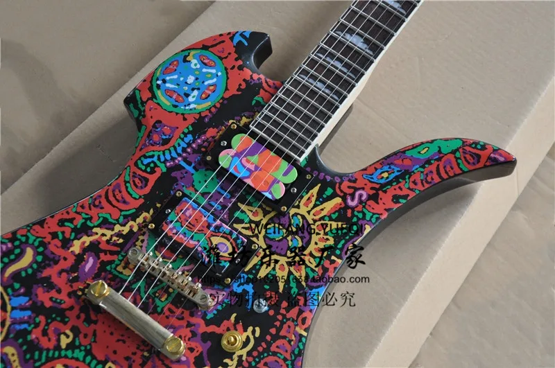 22nd grade electric guitar abstract painting pattern sticker rose wood fingerboard gold pickup