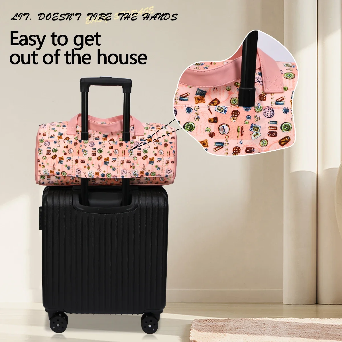 سعة كبيرة حقيبة تخزين الصوف المحمولة حقيبة الحياكة DIY بها بنفسك خيوط التخزين المنظم حقيبة التخزين للخياطة وخطافات الكروشيه #2