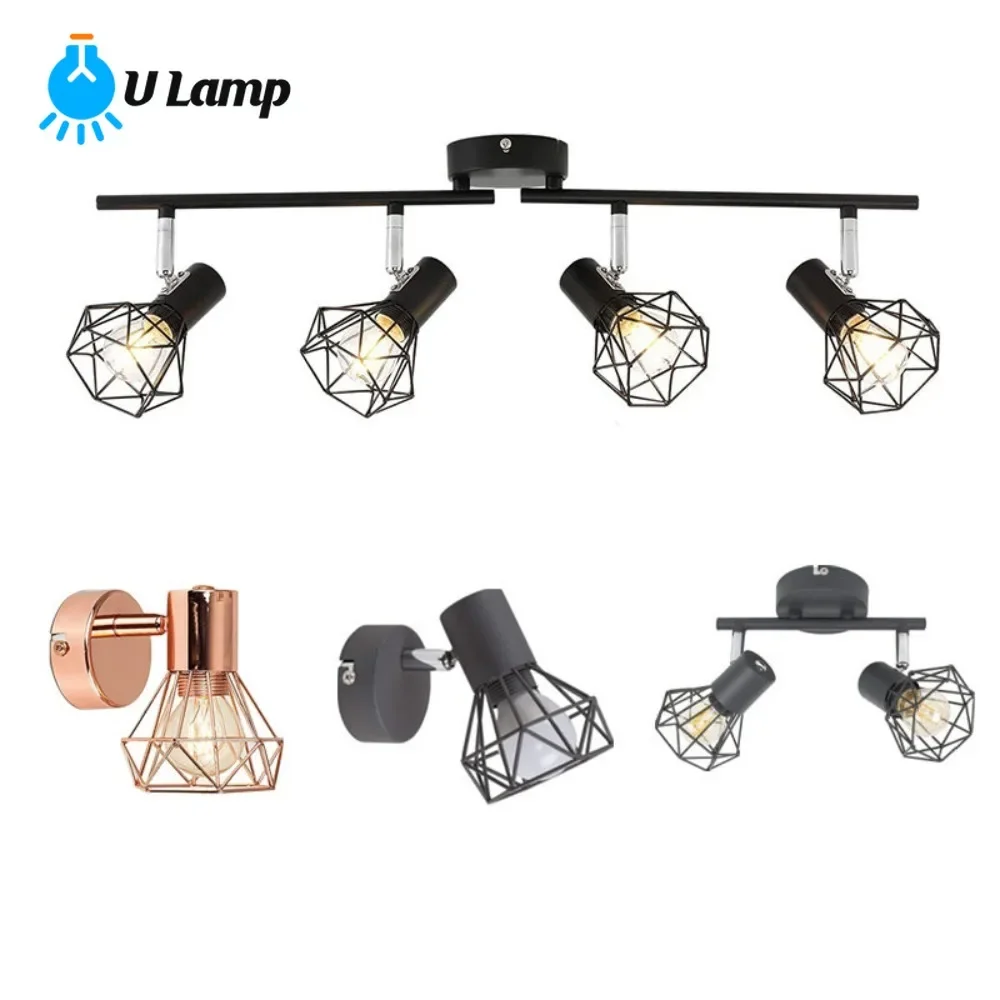 1/2/4 Heads Surface Mounted Black Rose Gold LED Spotlight E14 Bulb Socket for Kitchen Aisle Stairs Wall Spot Light Indoor Decor