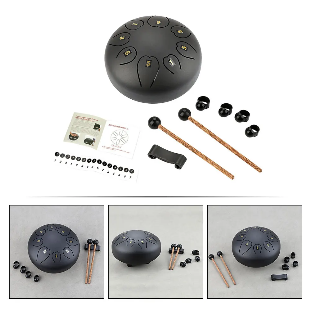 

Ethereal Drum XB06 Black Large Metal Tongue Drum Instrument for Beginners Hands Mallets Crisp Sound Decorative Long