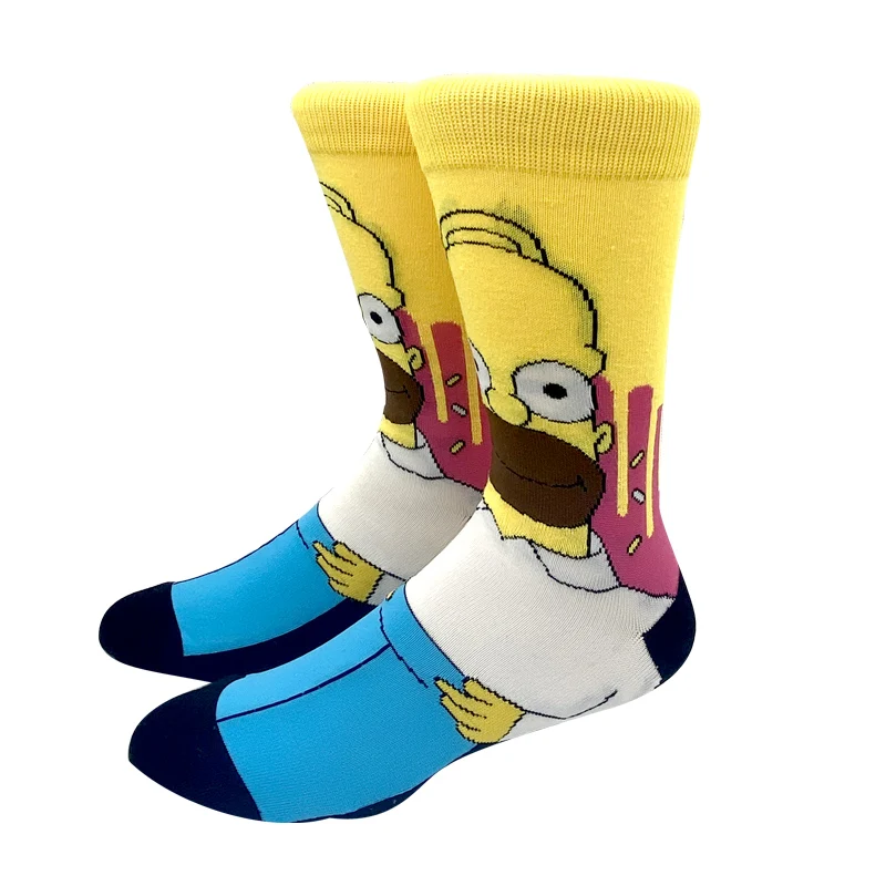 1 Pair The Simpsons Harajuku Autumn Women Men Socks Cartoon Personality Skateboard Socks Anime Middle Tube Cotton Unisex Socks