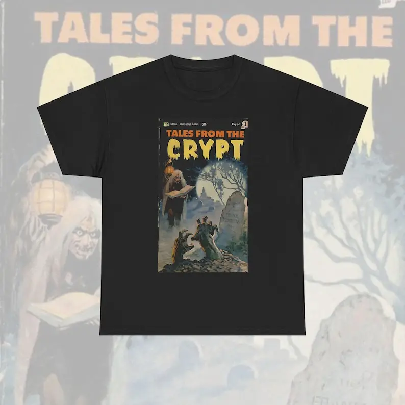 Horror Graphic Tee, Retro Crypt Keeper Shirt, Vintage Scary Movie Top, Halloween Creepy Tales Clothing, Gothic Comic Book Tshirt