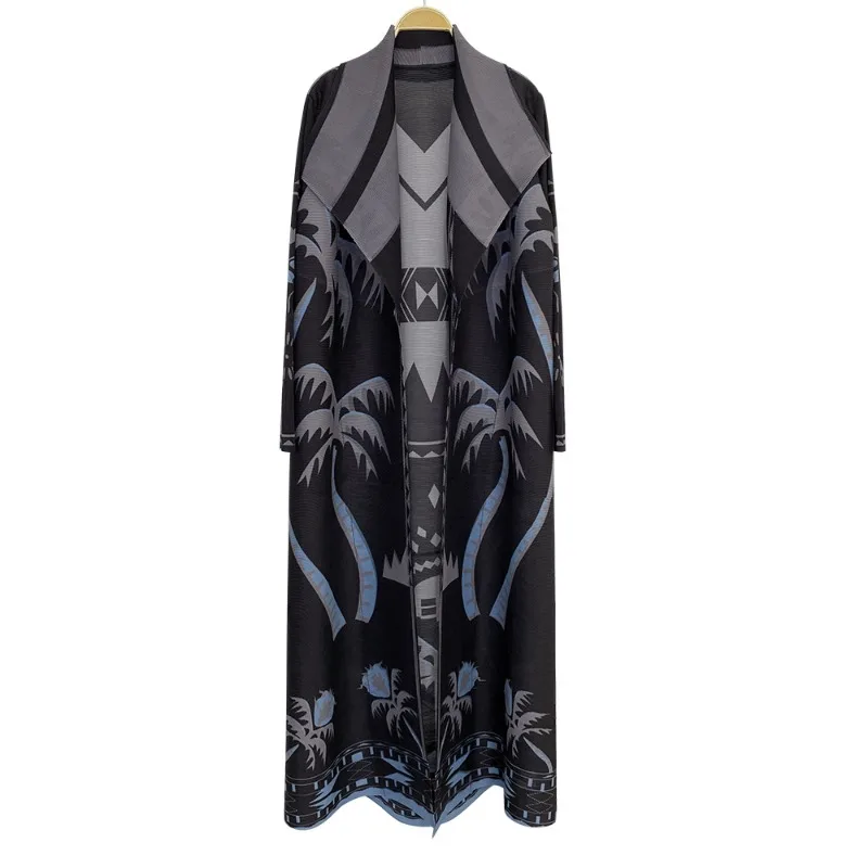 Miyake Naher Osten, Dubai, Abaya, elegante, lockere Strickjacke, plissiert, bedruckt, große Robe, würdevoll, konservativ, Damen, 57,6 cm