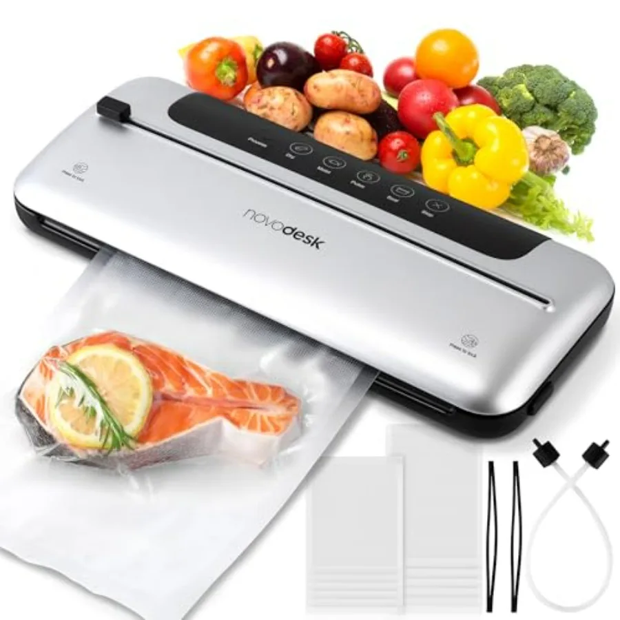 75KPa 6in1 Automatic Vacuum Sealer Machine for Home Food Preservation with Digital Display and Pulse Function Dual Modes for Dr