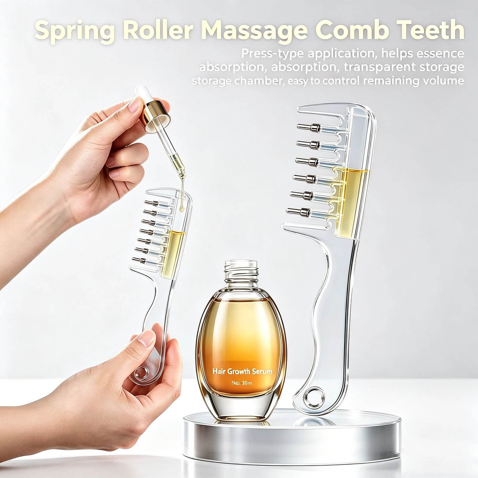 Scalp Liquid Applicator Comb, Refillable Hair Serum Oil Dispensing Comb, Roller Ball Massage Comb For Hair Root Treatment