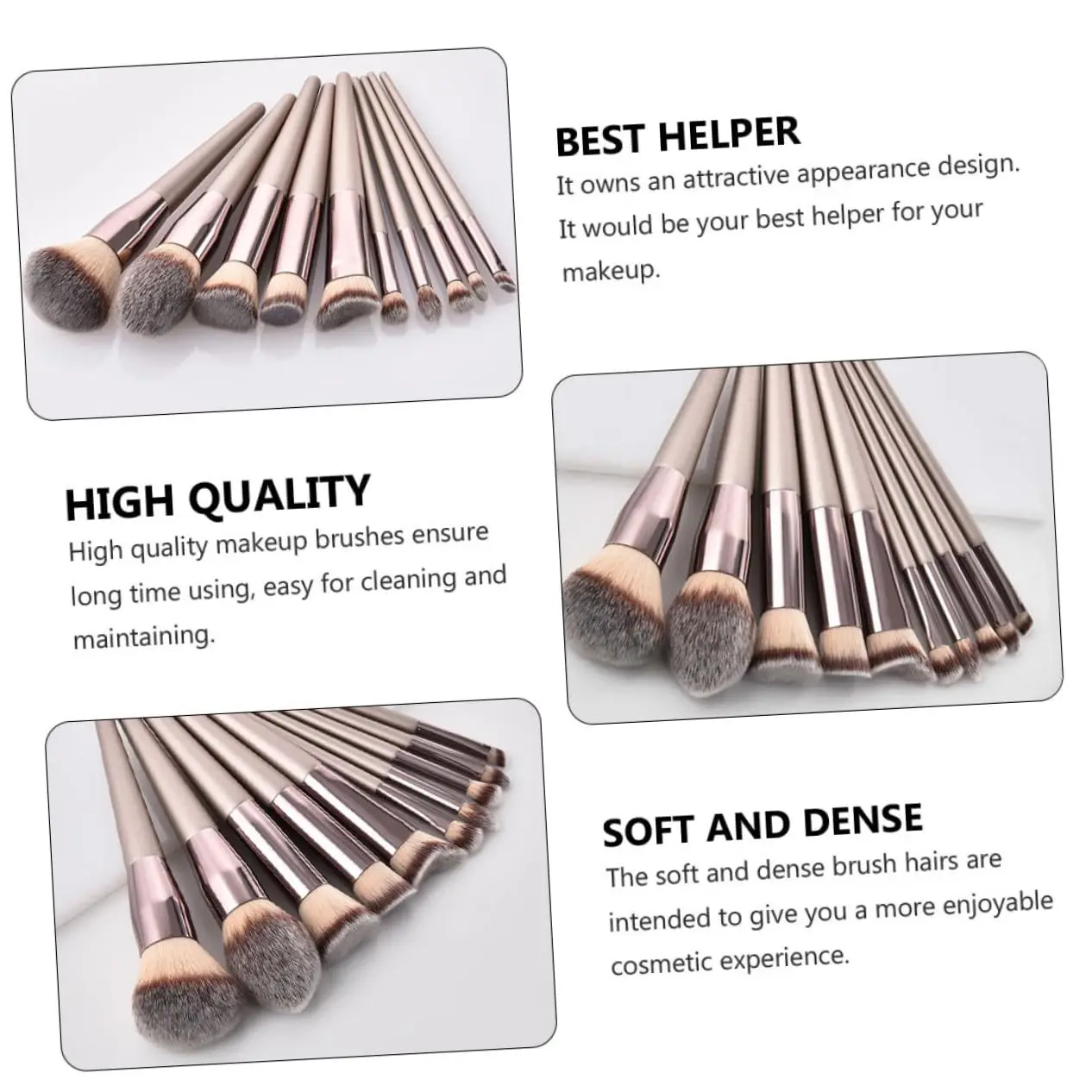 10 STKS Veganistische Borstelset - Luchtkussen Nylon Borstelharen voor Foundation/Contour/Oogschaduw (Beginners/Pros)